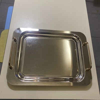 vintage Servierplatte elegant Metallform versilbert 42 x 30,5 cm