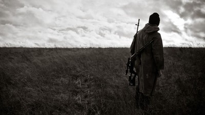 monochrome STALKER post apocalypse field photography sky long coat 11x17 Poster