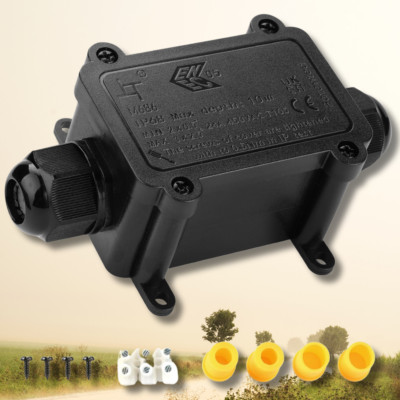 Outdoor IP68 Waterproof Junction Box 2-Way 6-11mm Wire Range Cable Connector USA