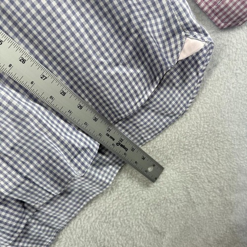 Thomas Pink Shirt Mens 16.5 Blue Purple Houndstooth Plaid Prestige French Cuff - Picture 6 of 12