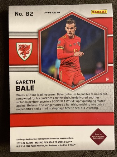 2021-22 Panini Mosaic World Cup Gareth Bale #82 Silver Mosaic Prizm Wales - Picture 2 of 2