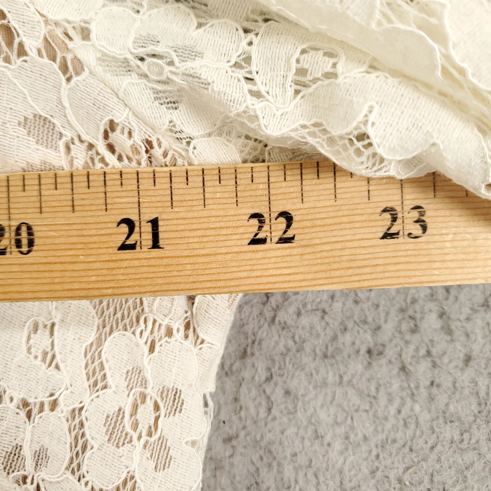 New Lace Blouse Womens XL Cream Flared Lined Scalloped Raw Hem Boho NWT - Image 4 of 4