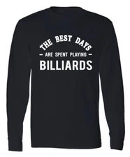 Billiards Lover Long Sleeve T-Shirt 8 Ball Pool Cue Sport Snooker Player Men Tee