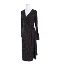 Altar'd State Charcoal Gray Midi Wrap Dress Size Medium