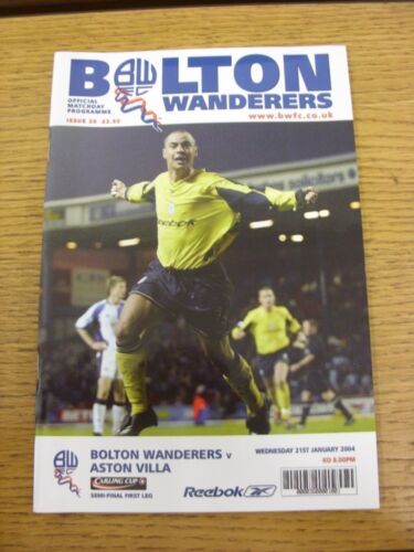 21/01/2004 Football League Cup Semi-Final: Bolton Wanderers v Aston Villa  . Tha - Afbeelding 1 van 1