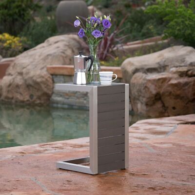 Crested-Bay Modern Aluminum C-Shaped End Table