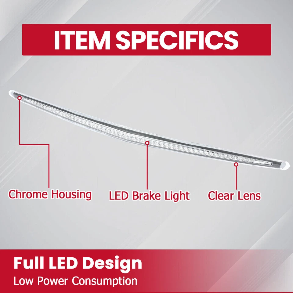 Tercera luz de freno trasera cromada para 06-11 Cadillac DTS Full LED 3DR Foto 3 de 4
