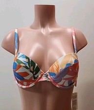 NWT Cupshe Bikini Top Size L White Floral Pink Green Blue Orange Yellow Purple