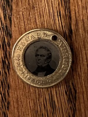 VERY RARE 1860 CAMPAIGN FERROTYPE - TINTYPE TOKEN - JOHN BELL & EDWARD EVERETT