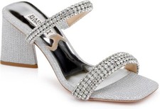 Badgley Mischka Women's Frankie Heeled Sandal, Silver, Size 5, New