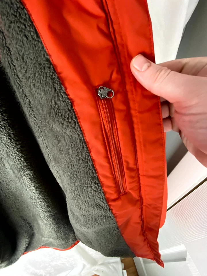 LL Bean Jacket Women 2X Orange Fleece Lined Long Sleeve Classic Hooded Full Zip - Image 3 of 4