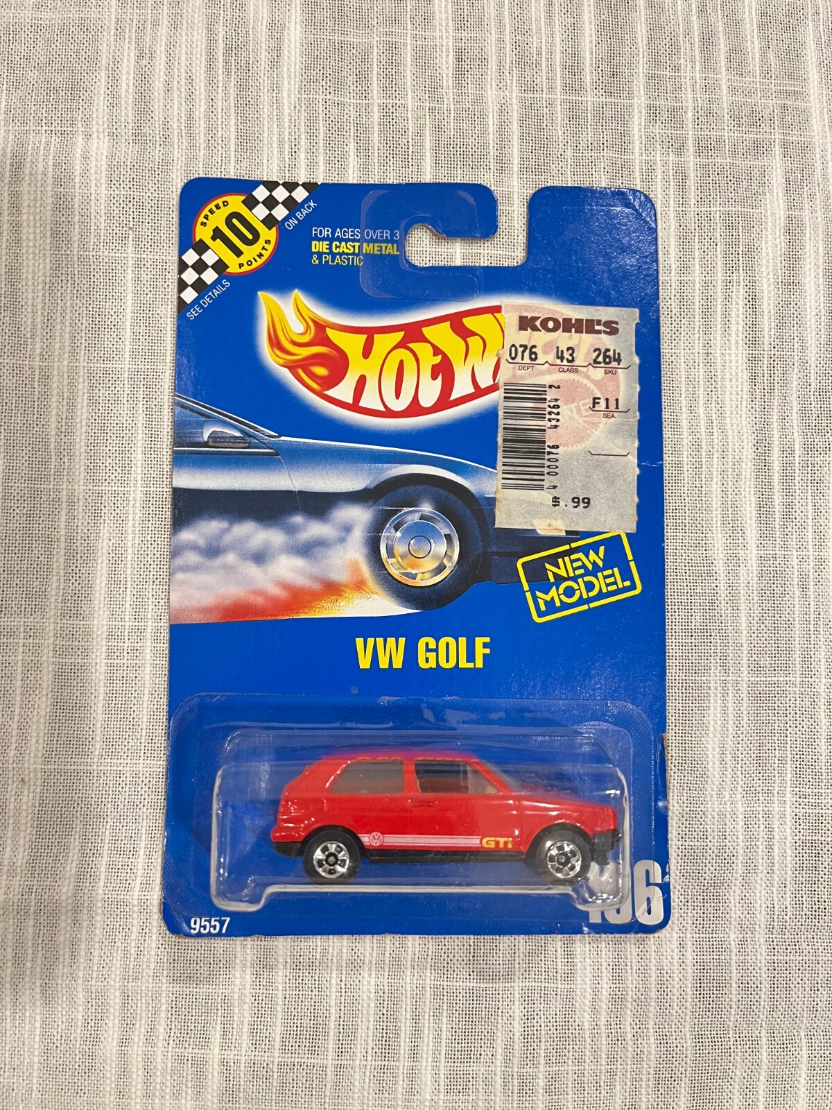 Vintage Hot Wheels 1991 Blue 106 Card VW Volkswagen Golf Red GTI BW Blackwall