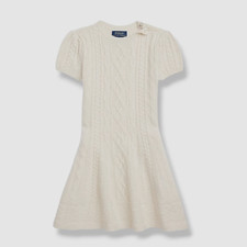  285 Polo Ralph Lauren Kids Girls Ivory Cable Knit Wool Dress Size 6X
