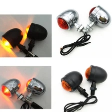 Universal Mini Motorcycle Bullet LED Turn Signals Lights For Cafe Racer Harley