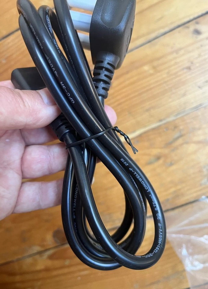 Power Cord UK Plug to IEC Cable (PC Mains Kettle Lead) 180cm Long Black