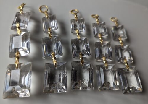 5 VGC Vintage Chandelier Lead Crystal Glass Heavy Drops Prisms Xmas Decorations - Afbeelding 1 van 5