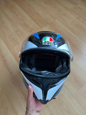 AGV K-5 S Core Black and White Full Race Motorcycle Helmet (Yellow L)  UK