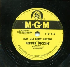 BUD & BETTY BRYANT (Pepper Pickin' / Buttercup) CLASSIC COUNTRY 78 RPM RECORD