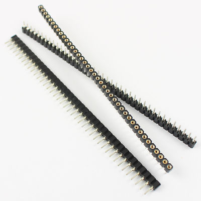 50Pcs 2.54mm Pitch 40 Pin Single Tin PCB Panel IC Breakable Round Female Header