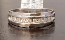 10k Gold White Mens Wedding Anniversary Diamonds Ring Band Diamond Cut Edges