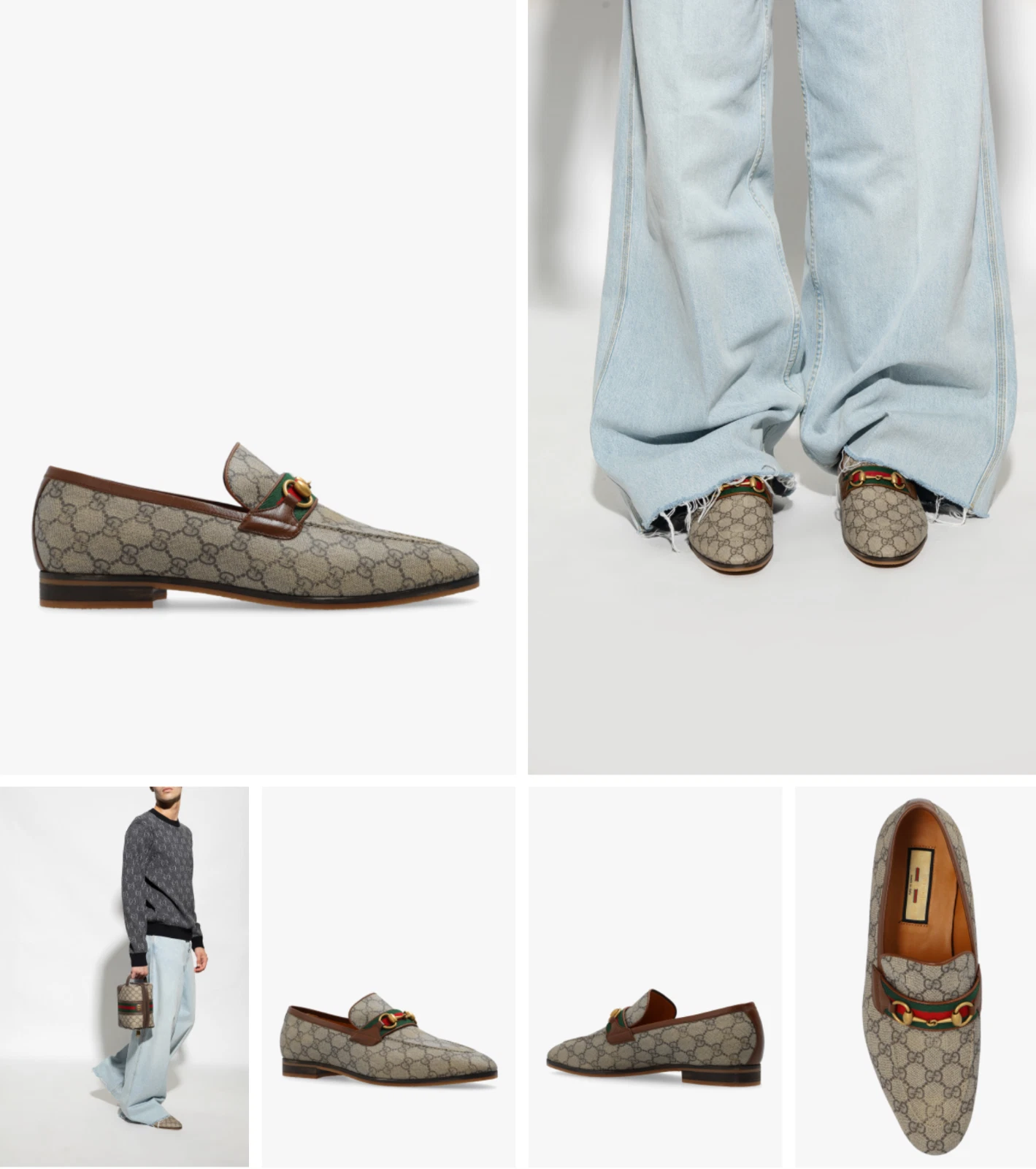 Gucci Paride Horsebit Loafers Monogram Sneakers Shoes Moccasin Slippers New 40