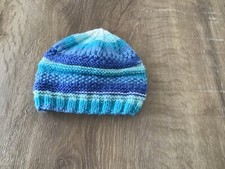Hand knitted Baby Hat Blue Mix Newborn
