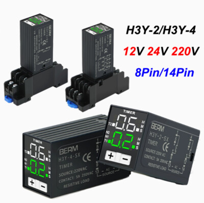 H3Y-2/H3Y-4 Power Delay Controller Digitalanzeige Zeitrelais+Basis 12V 24V 220V