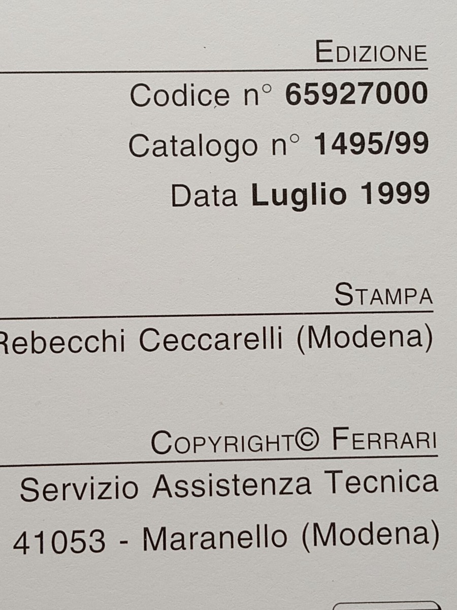 Ferrari 360 Modena オーナーズマニュアル Ferrari 360 Modena Owner's Manual (1771/02) – Albaco