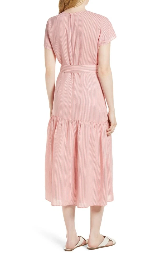 Nordstrom Signature 154973 Women's Stripe Short Sleeve Dress Red Sz. 10 - Imagem 2 de 3