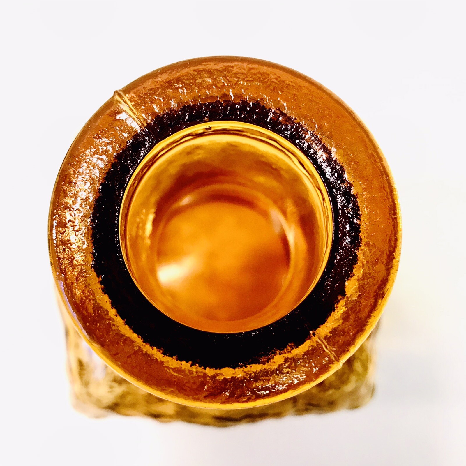 Italian Empoli Honey Amber Ripple Bark Glass Brutalist 1960's Decanter ...