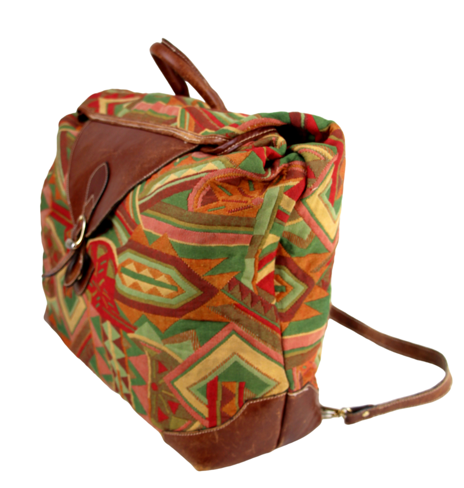 LRG Bettina MULTICOLOR TAPESTRY BROWN LEATHER SHOULDER BAG CONVERTIBLE ...