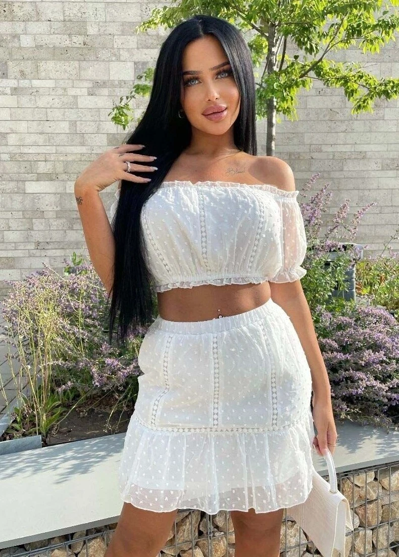 CRYSTAL & MARION / Bridal Boho Crop Top and Skirt Set - LaceMarry