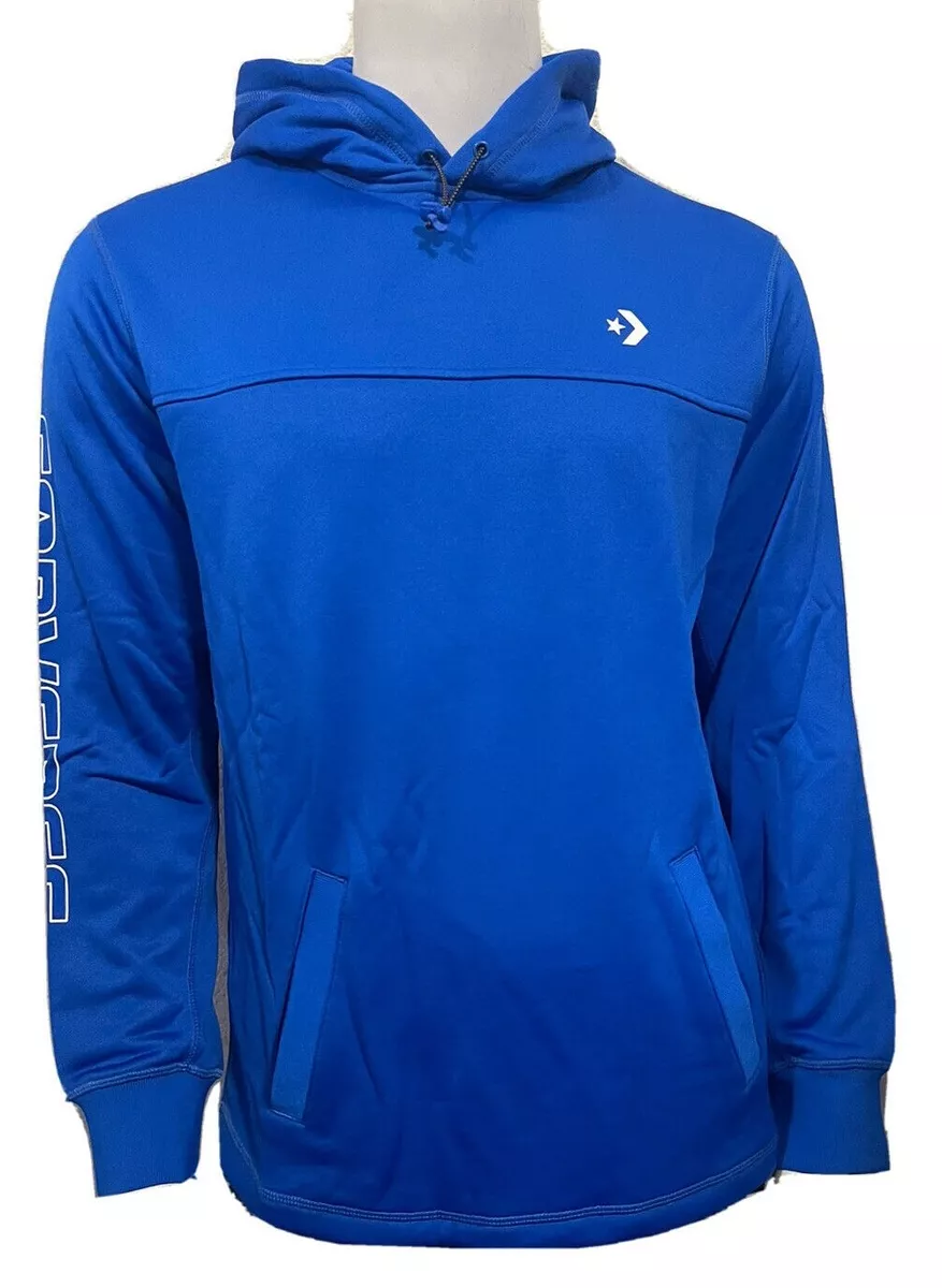 Men s Converse Hybrid Pullover Hoodie Blue White 10004572 A03 483