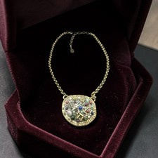 Michal Golan signiert Judaica Mosaik Statement Anhänger Halskette Steine Kristalle