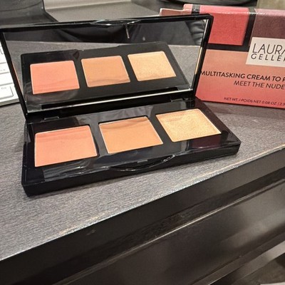 Laura Geller Multitasking Eye Lip Cheek Cream to Powder Trio Shades Of NUDE NEW
