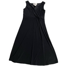 VTG Evan Picone Cocktail Dress 4 Sleeveless Surplice Neck Knee Length Black LBD
