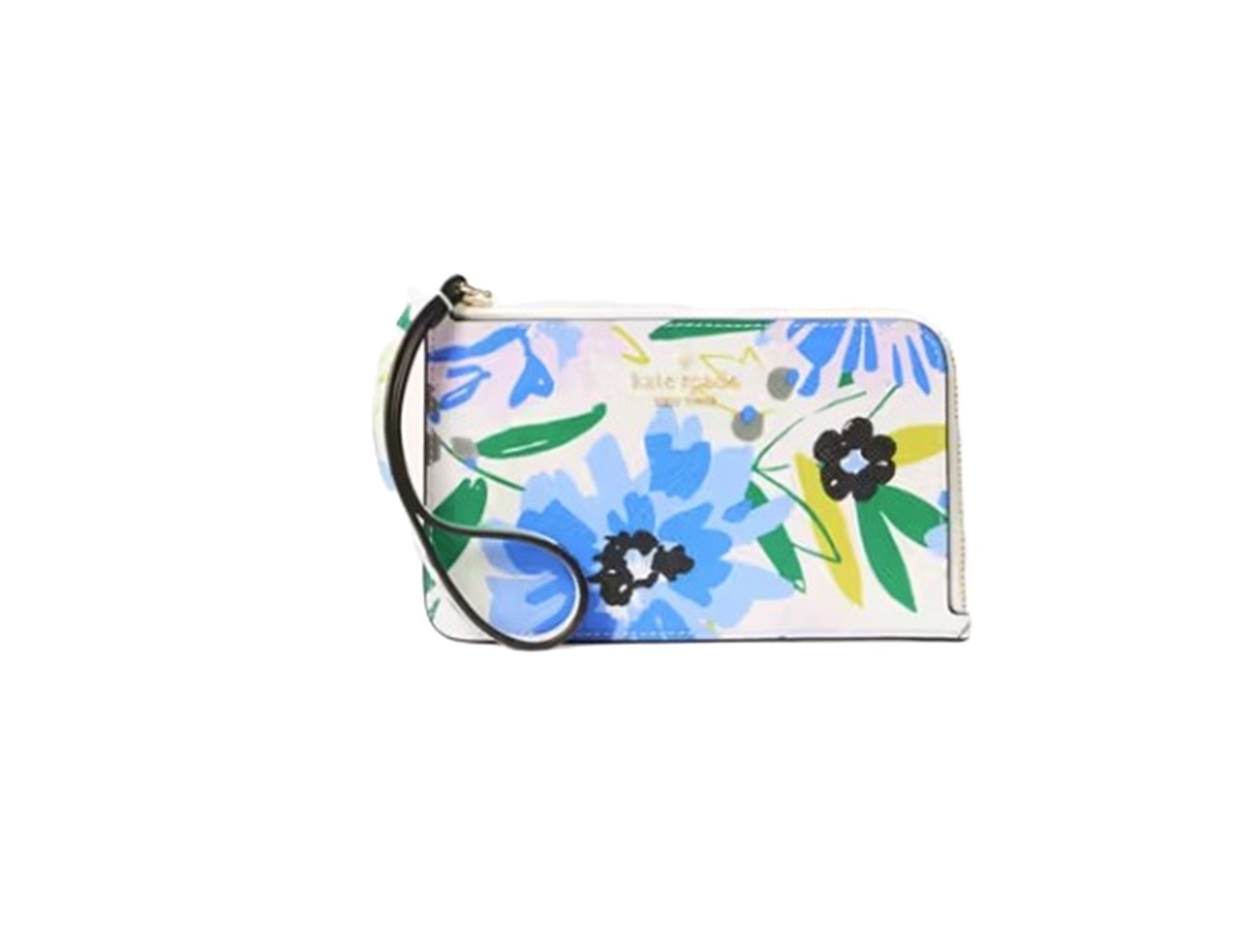 NWT Kate Spade Lucy Floral Small L-Zip Wristlet - Cream Multi