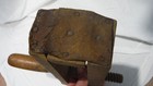 Antique Primitive Hand-made Carpenter's Screw Clamp Wood w/ Leather "Hinge" VGC — photo 3
