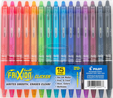 , Frixion Clicker Erasable Gel Pens, Fine Point 0.7 Mm, Pack of 15, Assorted ...