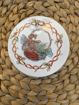 The Tin Company Coaster/ Teddy Bear In Basquet / 6 Coasters/ Vintage Tin Set