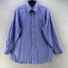 Tommy Hilfiger Mens Dress Shirt Large L 16 32-33 Blue Long Sleeve Camisa Cotton