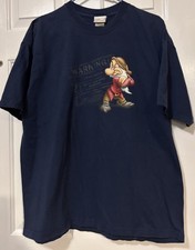 Vintage Disney Store Snow White Grumpy Dwarf Warning Graphic Navy XL T-Shirt