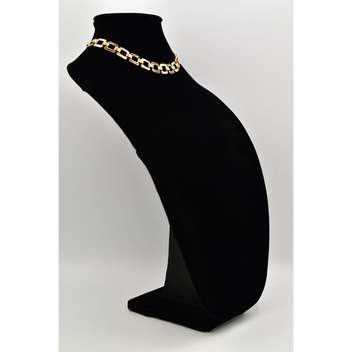 Monet Vintage Halsband Halskette schwarz Emaille Gliederkette gold klobig signiert BinL - Bild 4 von 12