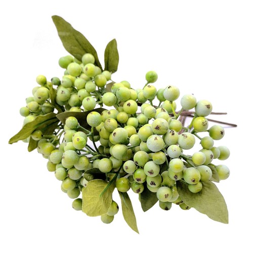 Pack of 6 Green Artificial Berry Stems Christmas Picks Wreath Ornament(Green)