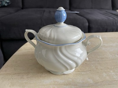 Alte Zuckerdose aus Porzellan von Seltmann Weiden in Crem-Blau