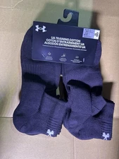 Under Armour 6-Pairs Training Cotton Men's Low Cut Socks Size L 8.5-13 BLACK