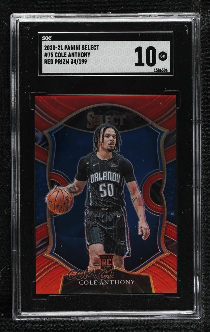 2020 Panini Select Concourse Red Prizm 34/199 Cole Anthony #75 SGC 10 GEM 0k20