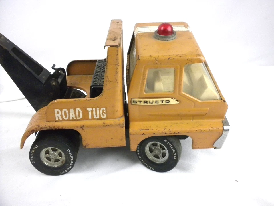 HTF 复古 20 世纪 60 年代 Structo 公路拖船残骸拖车 - 棕色压钢 — 第 2/4 张图片