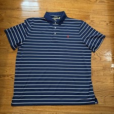 Polo Ralph Lauren Polo Shirt Mens XL Blue Stripe Performance Golf Classic Fit