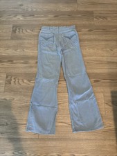 VINTAGE 70s Levis 205 Men 31x34 Bell Bottom Flare Hippie White Tab Blue Corduroy